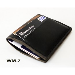 Тонкий кожаный кошелек (черный) WM-7
